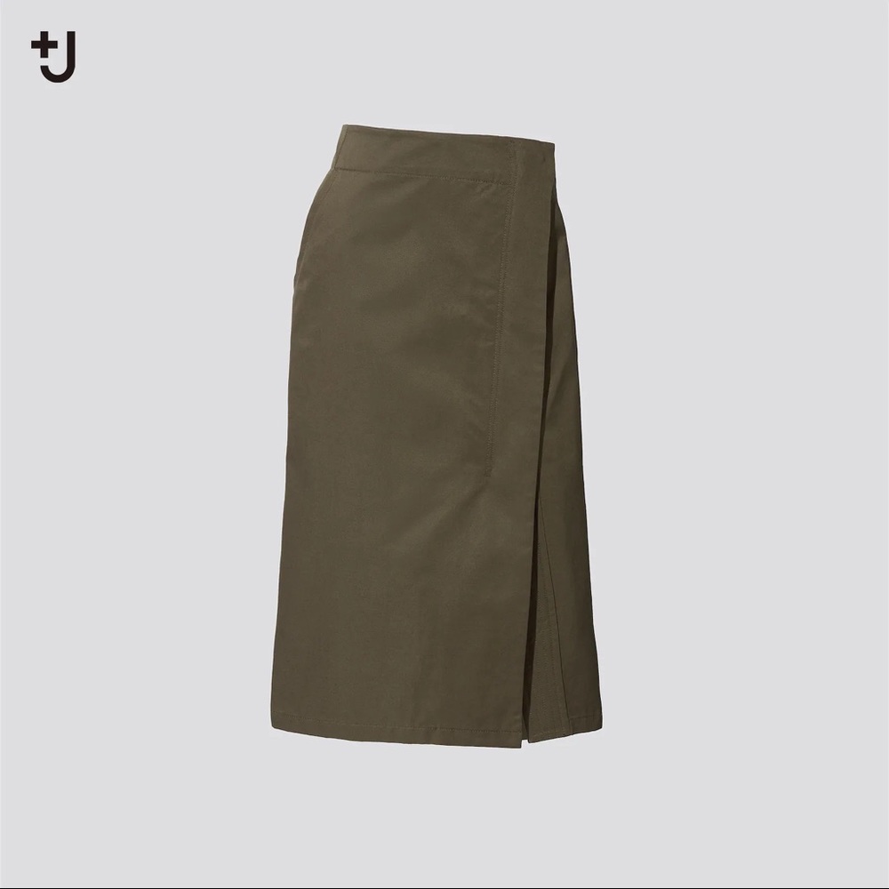 NWT Uniqlo J+ Jil Sander wrap skirt . Olive green in sz 8